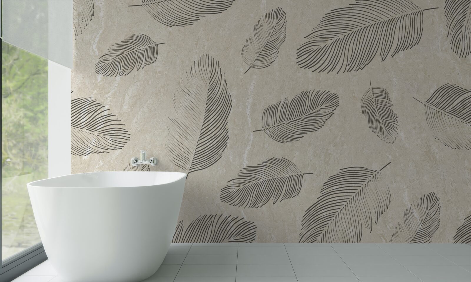 Фотошпалери світле тло, прикрашене сірим пір'ям