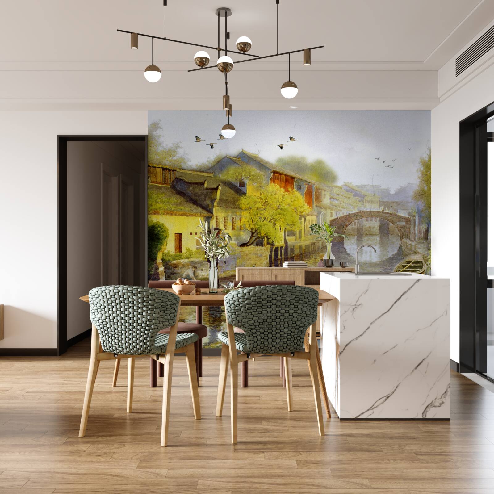 Фотошпалери акварелі із зображенням лісових квітів