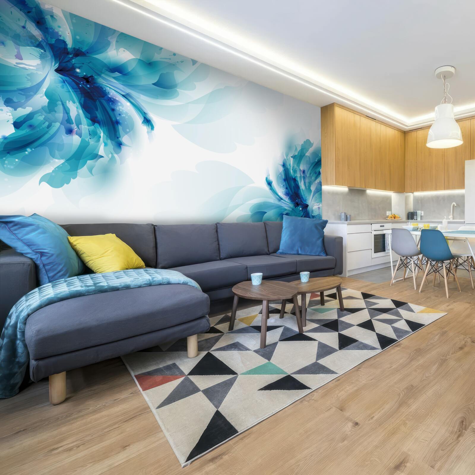 Фотошпалери два великі намальовані сині бутони