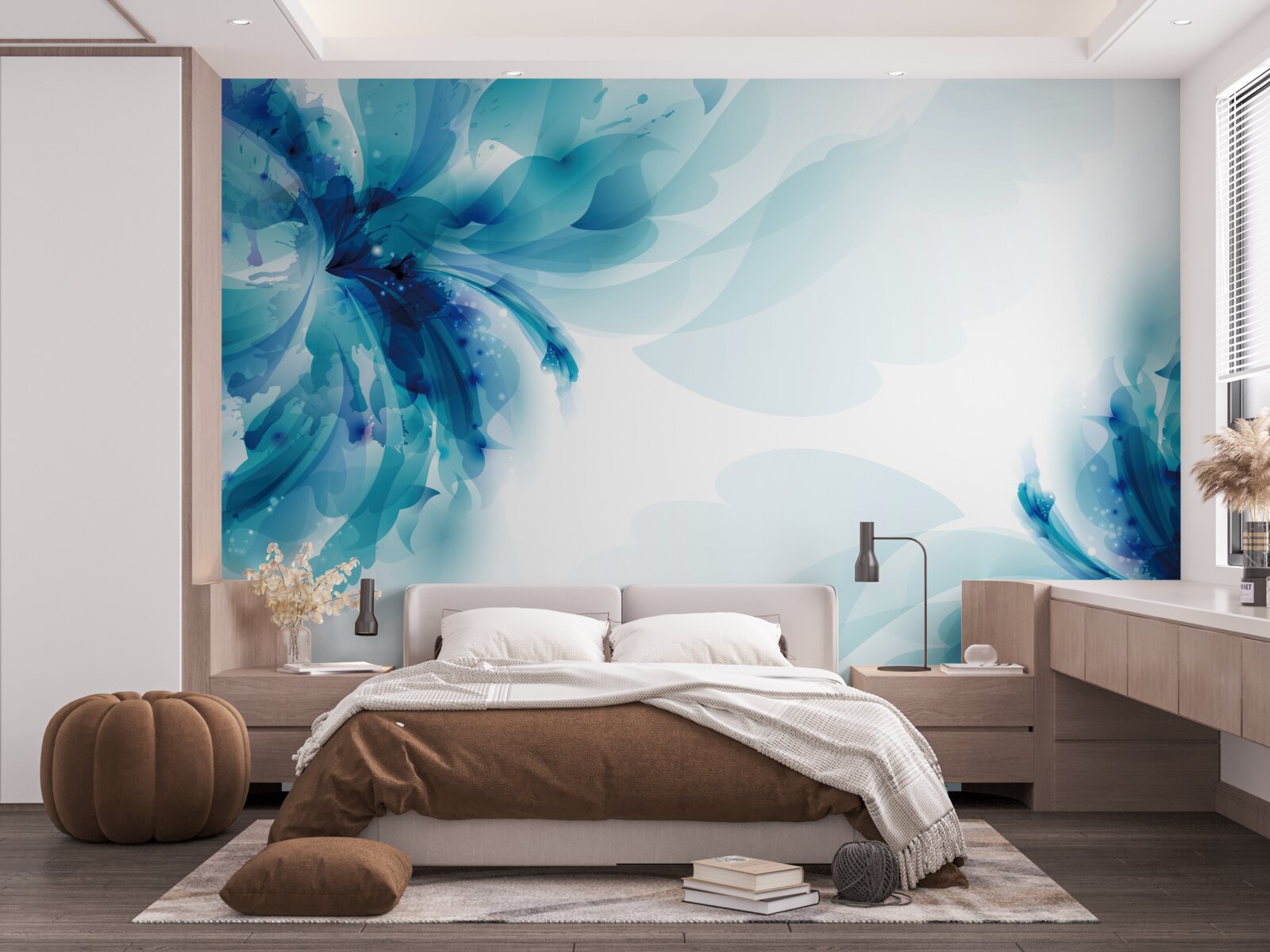 Фотошпалери два великі намальовані сині бутони