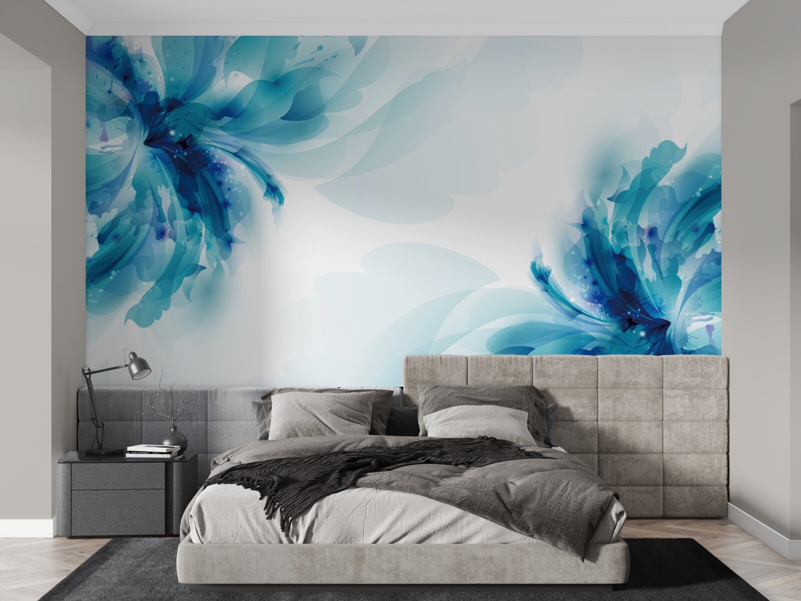 Фотошпалери два великі намальовані сині бутони