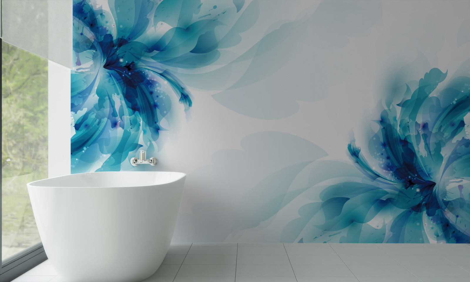 Фотошпалери два великі намальовані сині бутони