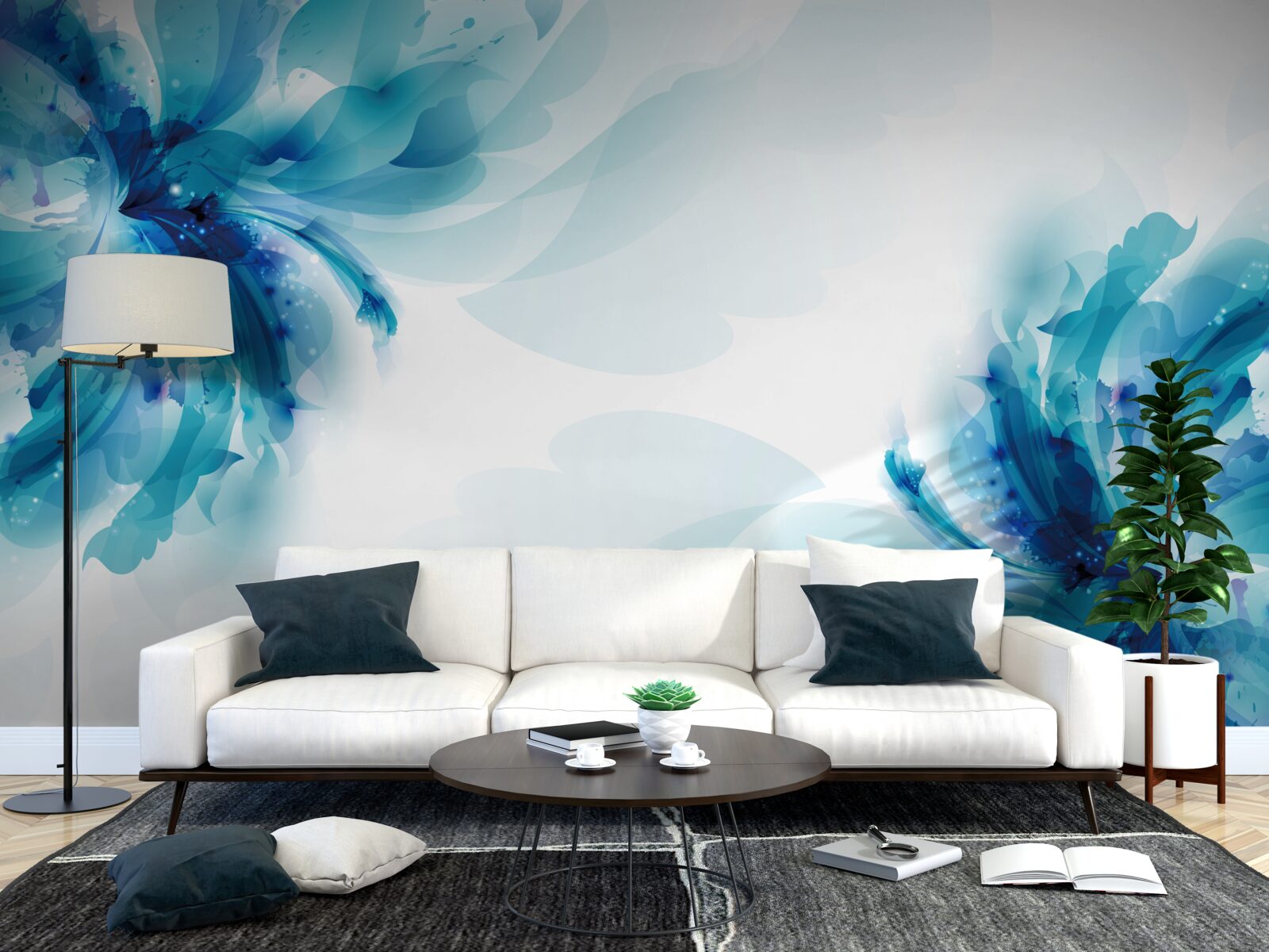 Фотошпалери два великі намальовані сині бутони