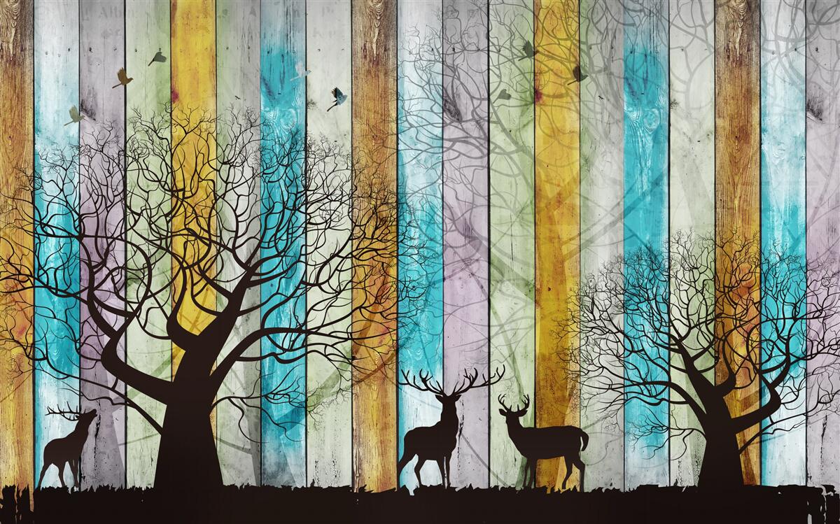 Фотошпалери обриси дерев та лося