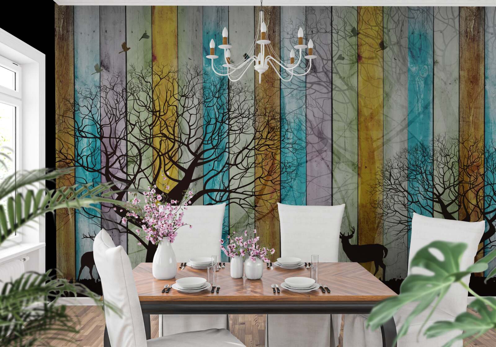 Фотошпалери обриси дерев та лося