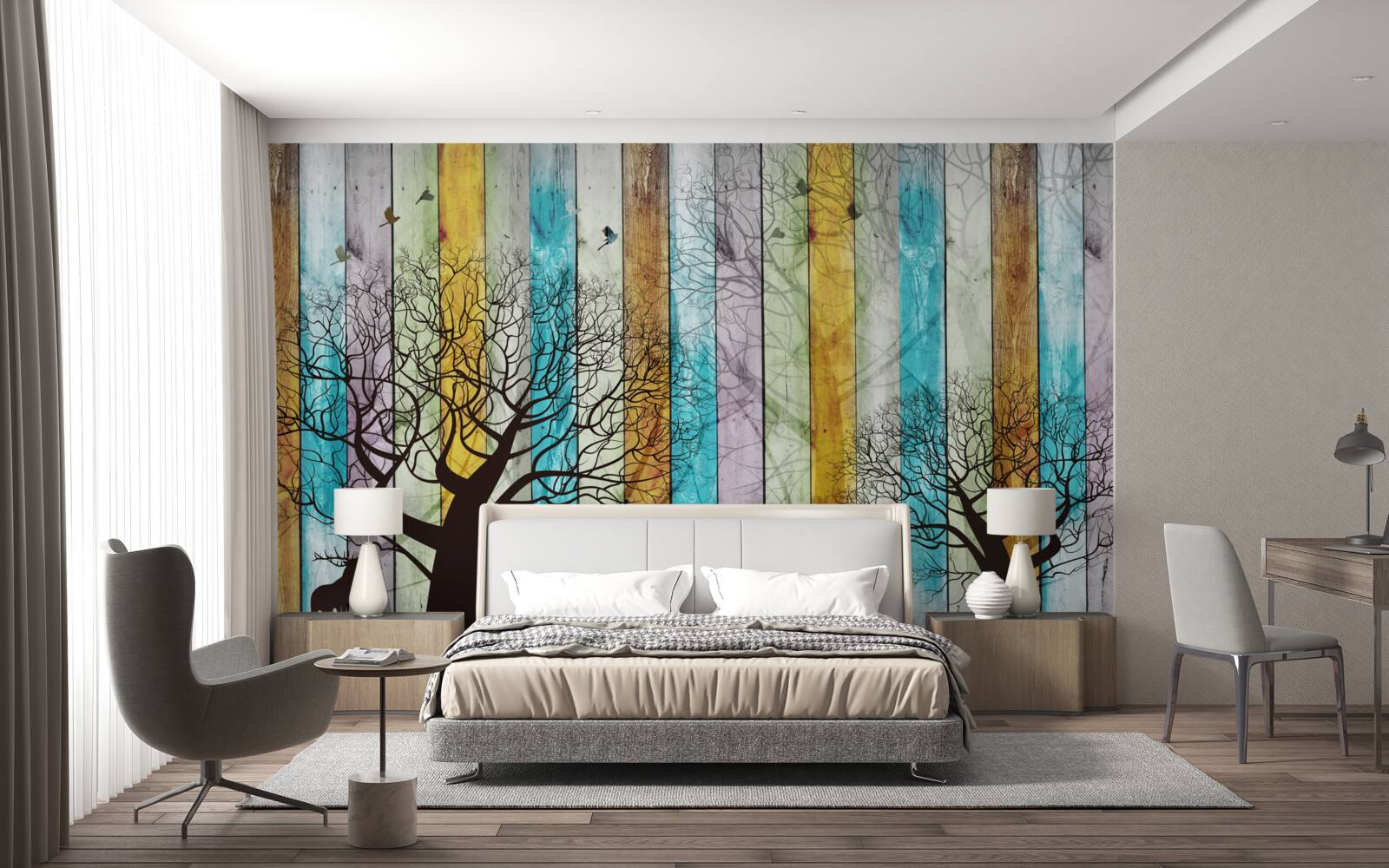 Фотошпалери обриси дерев та лося