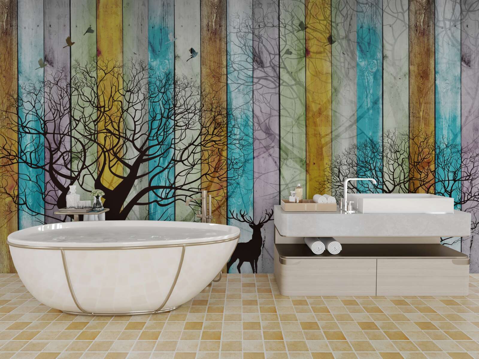 Фотошпалери обриси дерев та лося