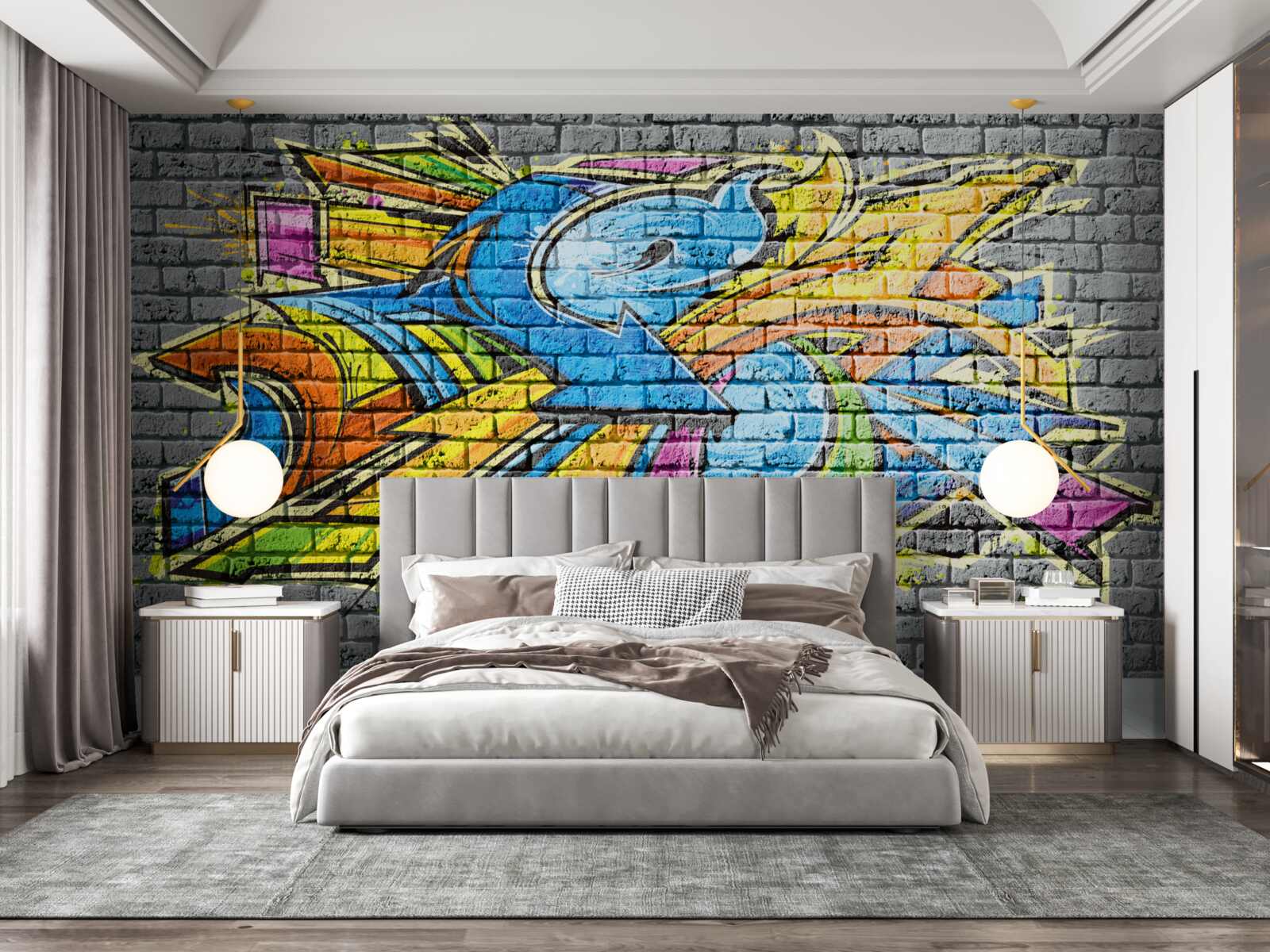 Фотошпалери різнокольоровий графіті-розпис стін