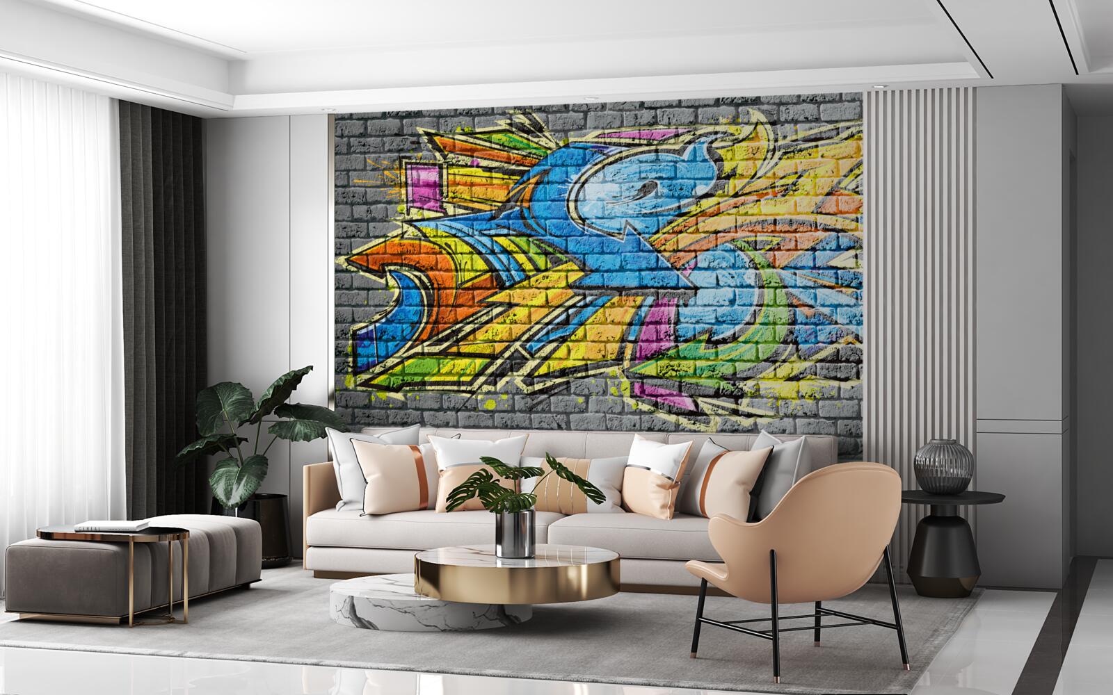 Фотошпалери різнокольоровий графіті-розпис стін