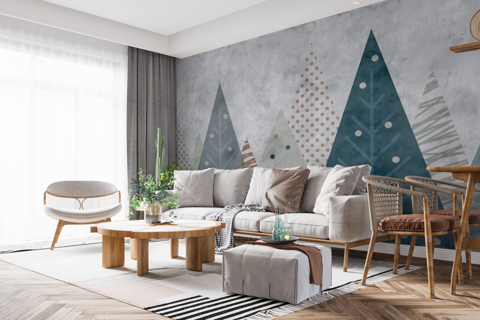 Фотошпалери осіннє зображення хвойного лісу в абстракції