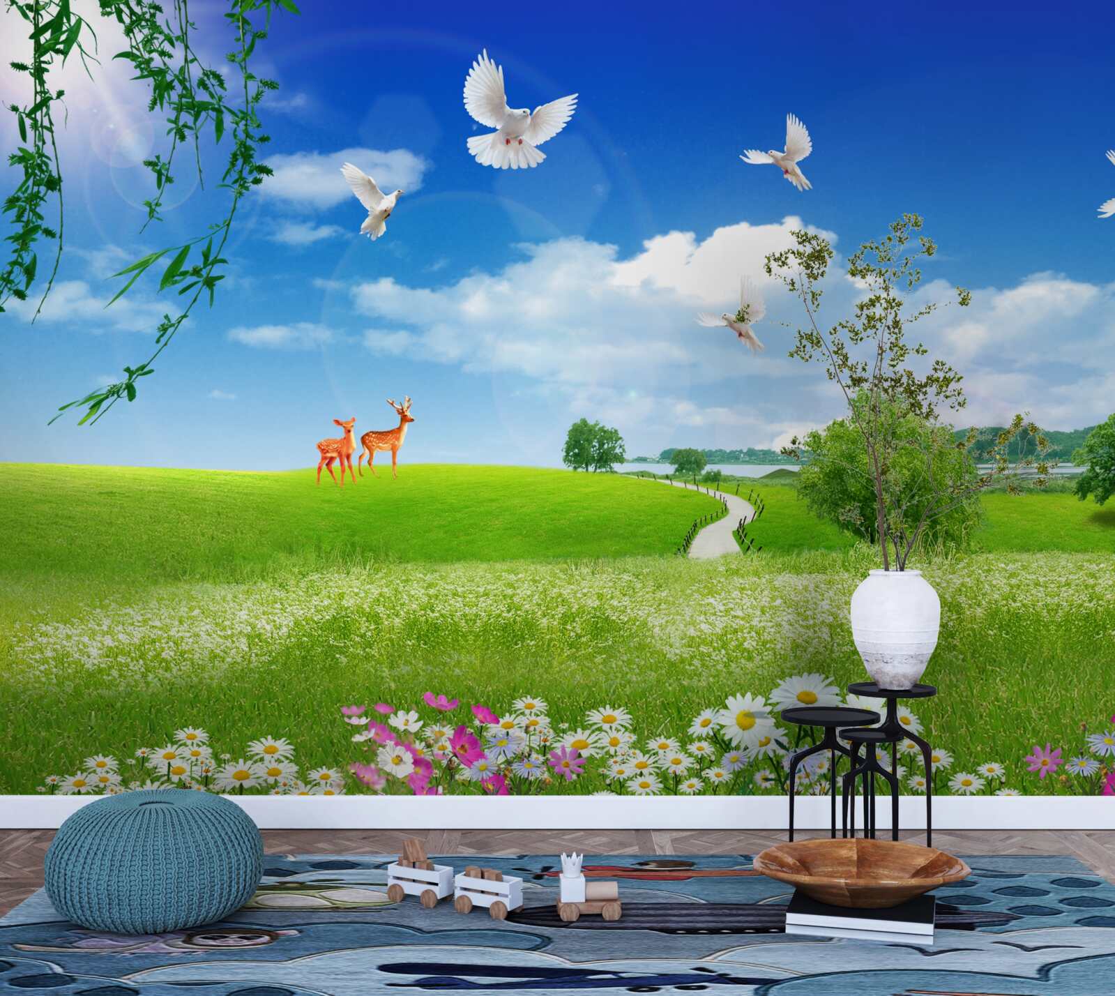 Фотошпалери два олені в зелених зонах