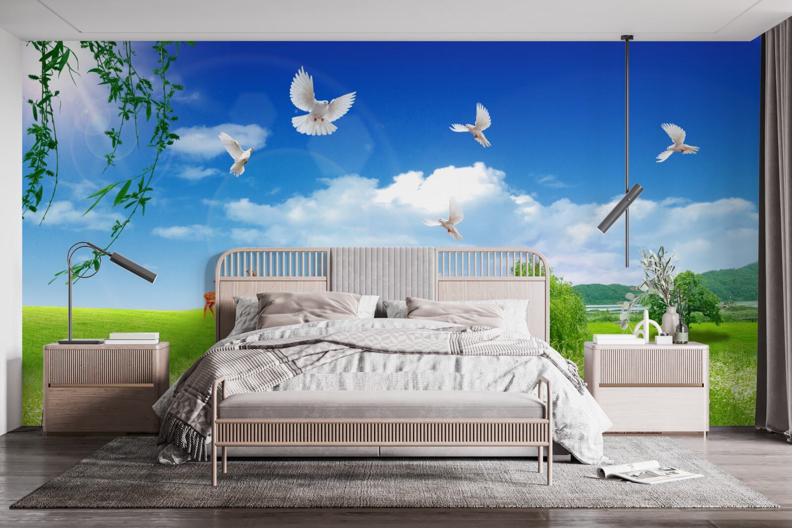 Фотошпалери два олені в зелених зонах