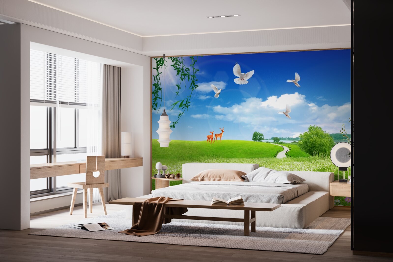 Фотошпалери два олені в зелених зонах