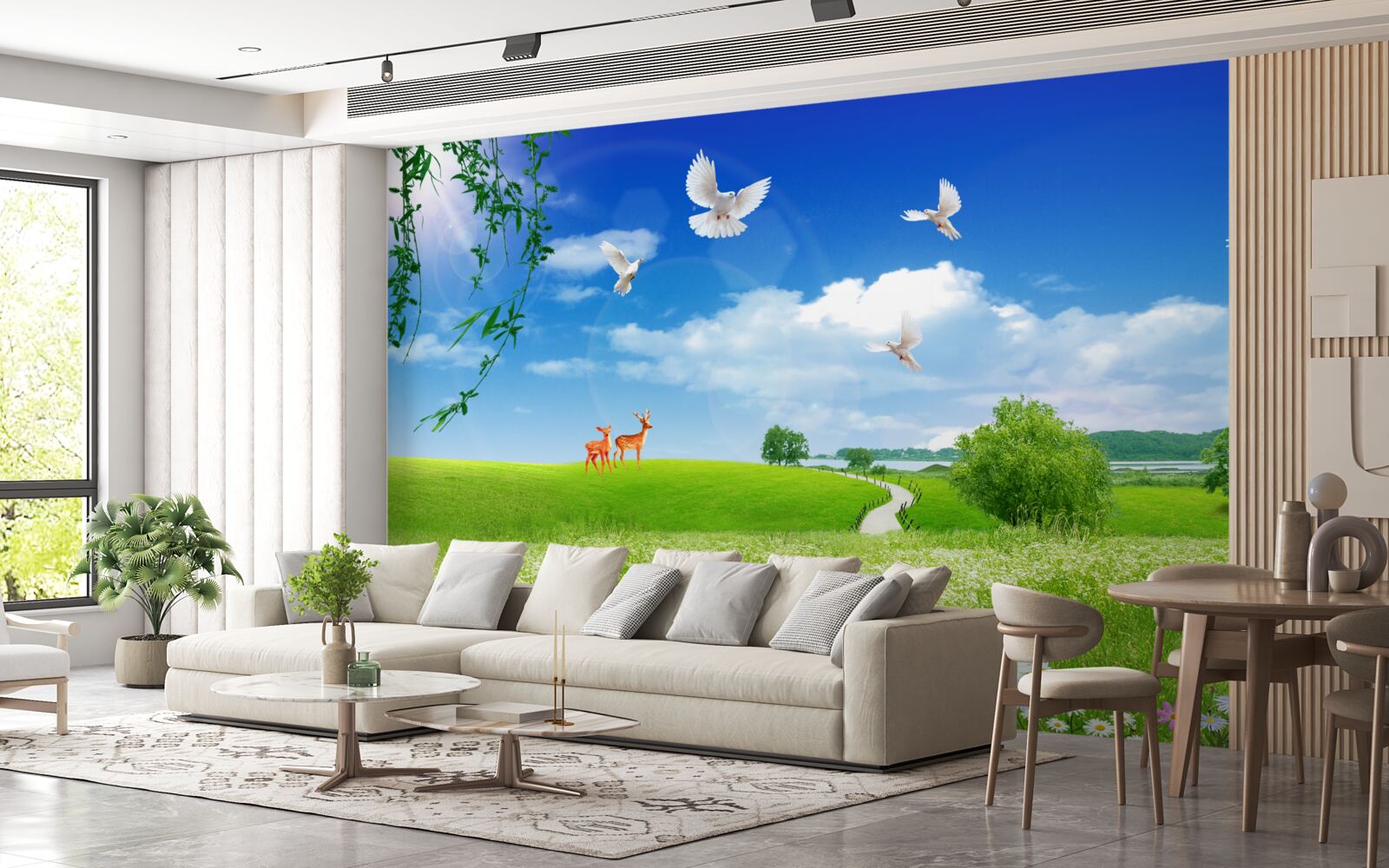 Фотошпалери два олені в зелених зонах