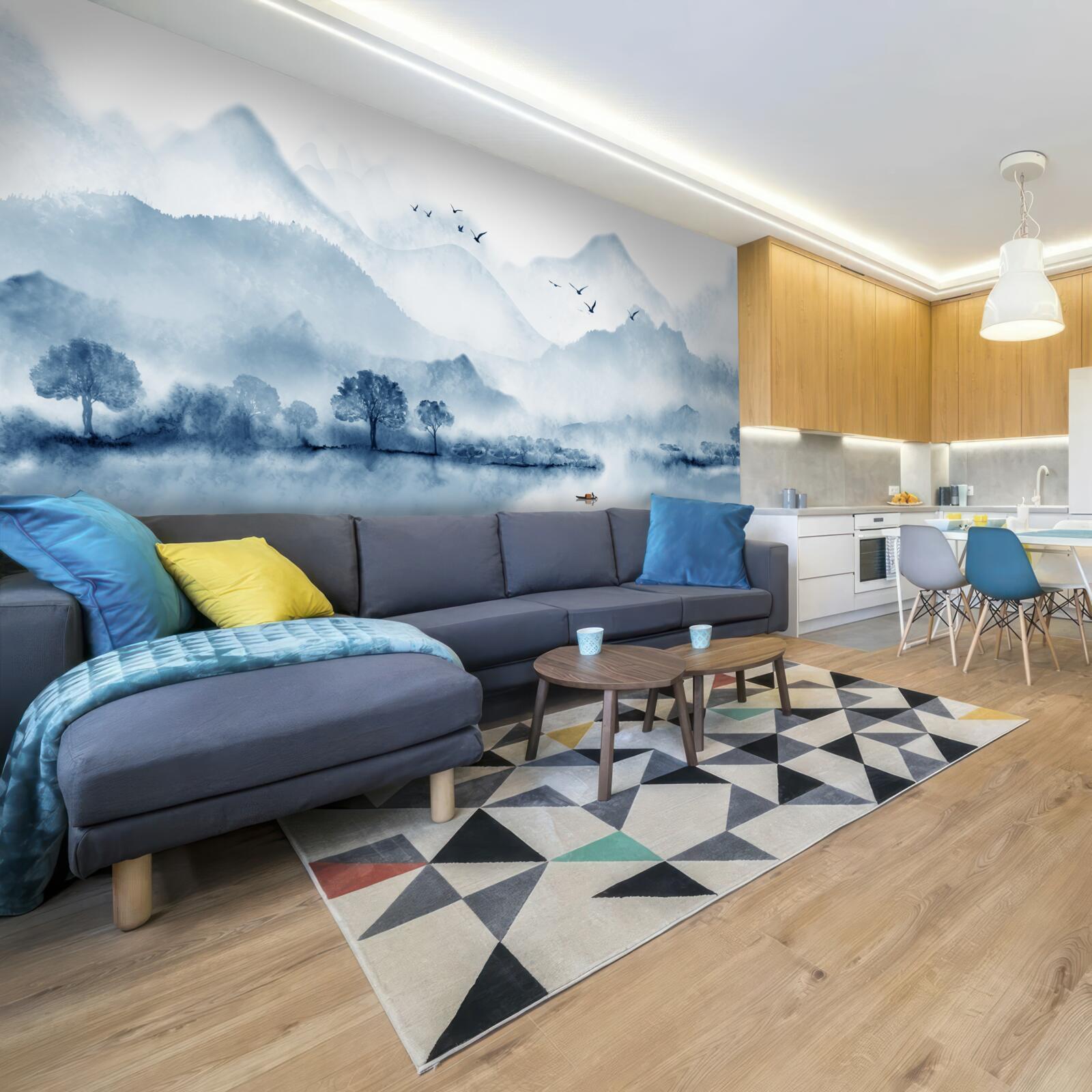 Фотошпалери тиша і спокій на гірському рибальському ставку