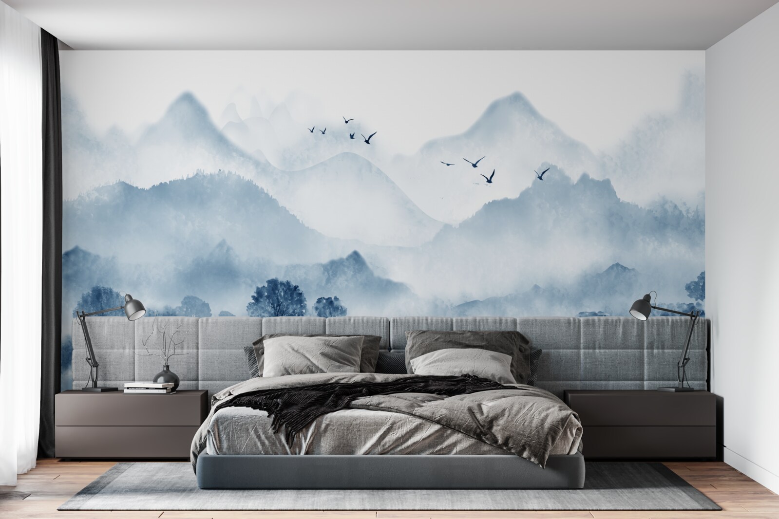 Фотошпалери тиша і спокій на гірському рибальському ставку