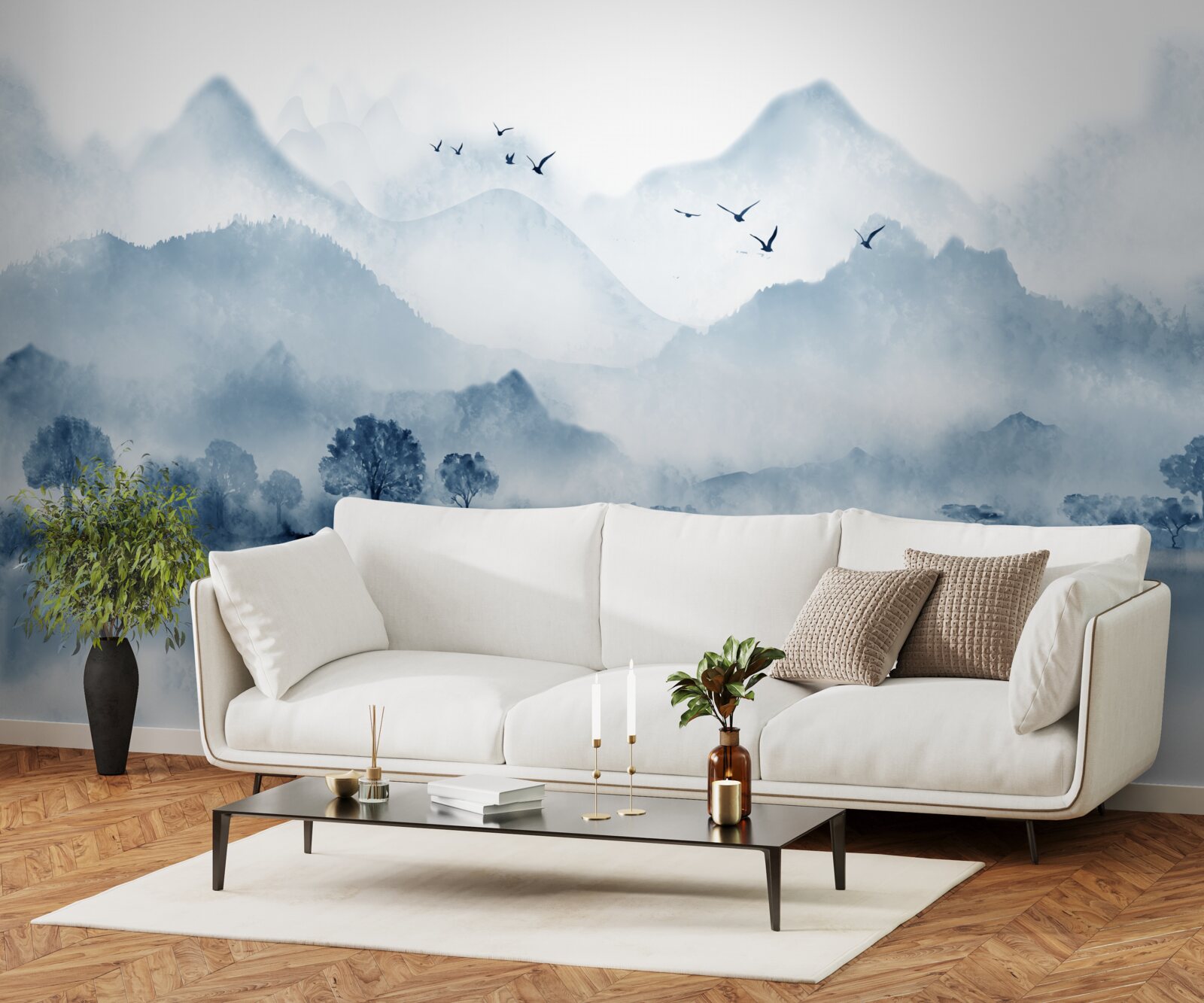 Фотошпалери тиша і спокій на гірському рибальському ставку