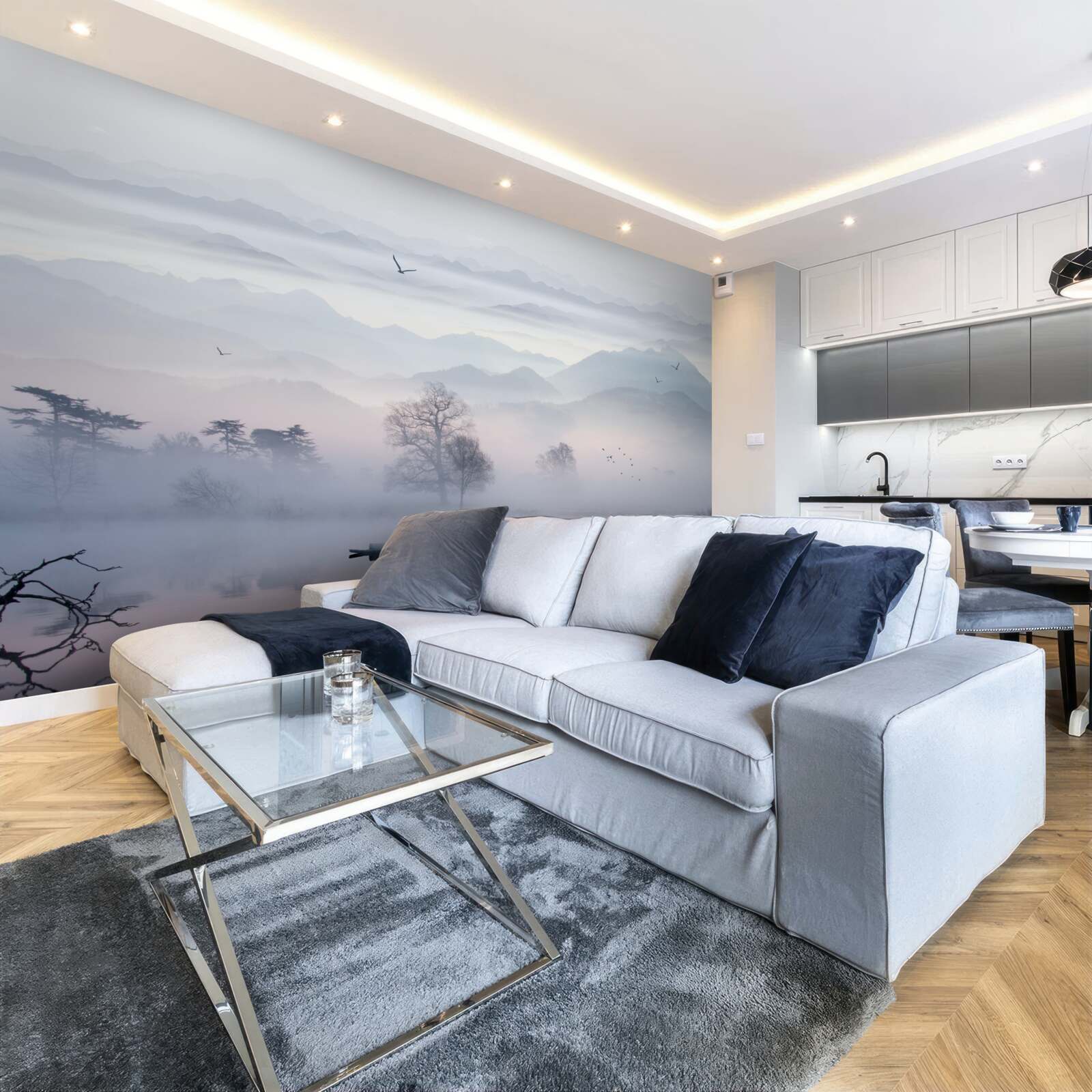 Фотошпалери ранковий туман над озерною водою