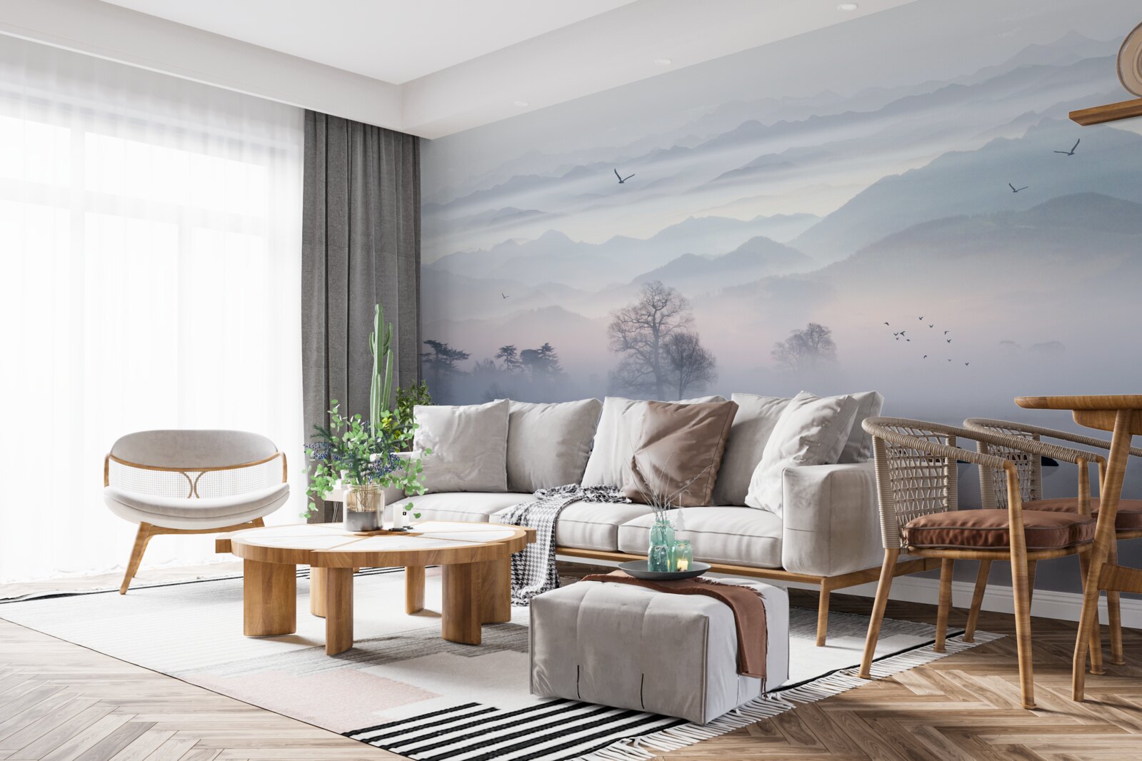 Фотошпалери ранковий туман над озерною водою