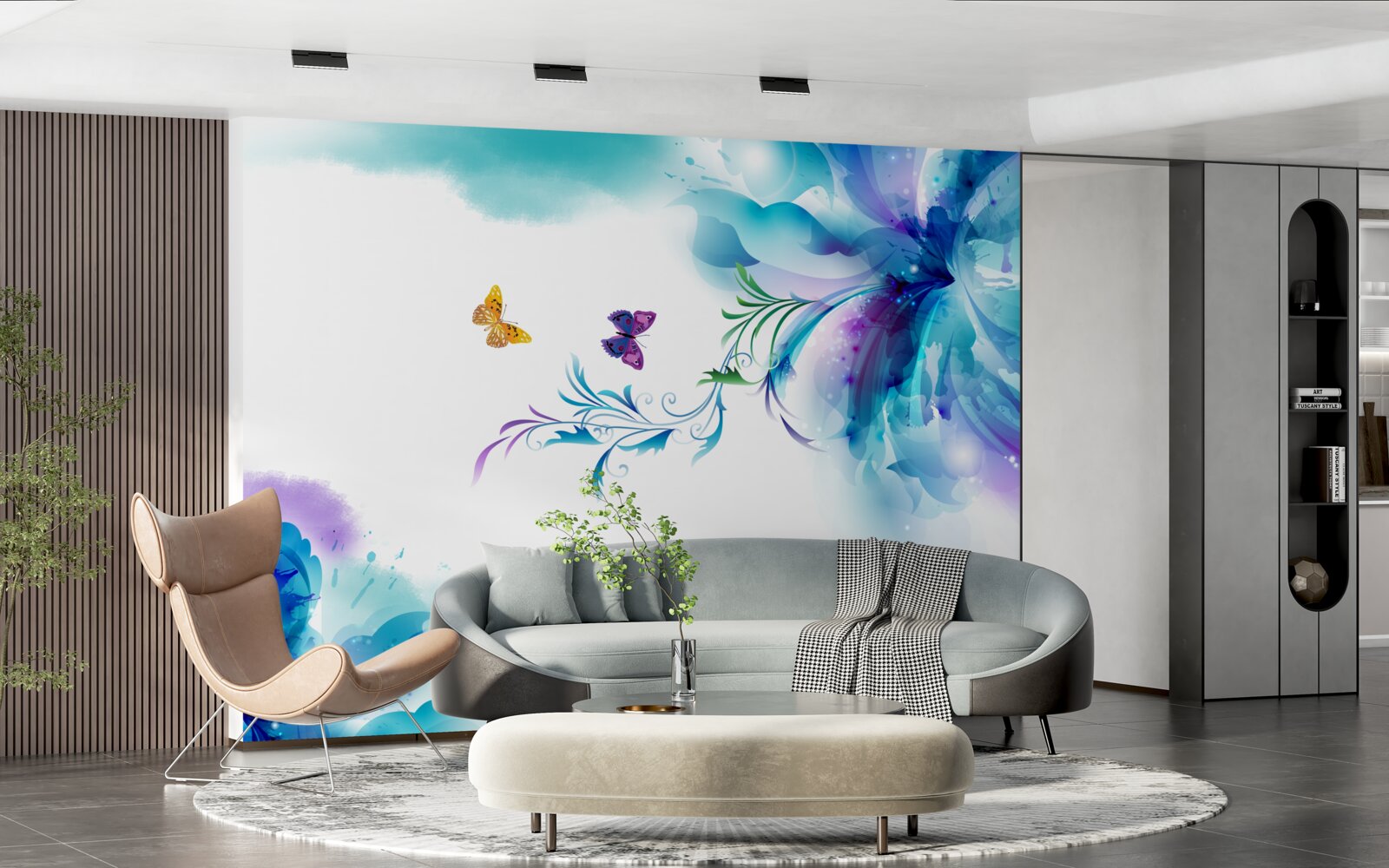 Фотошпалери метелики на тлі квітів