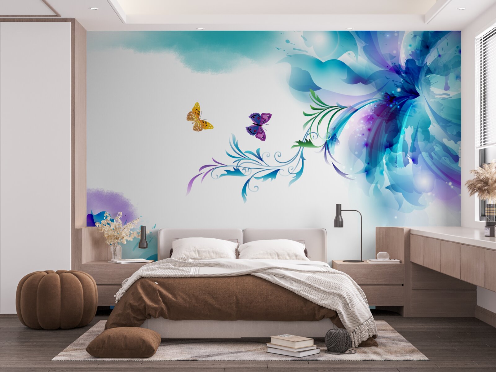 Фотошпалери метелики на тлі квітів