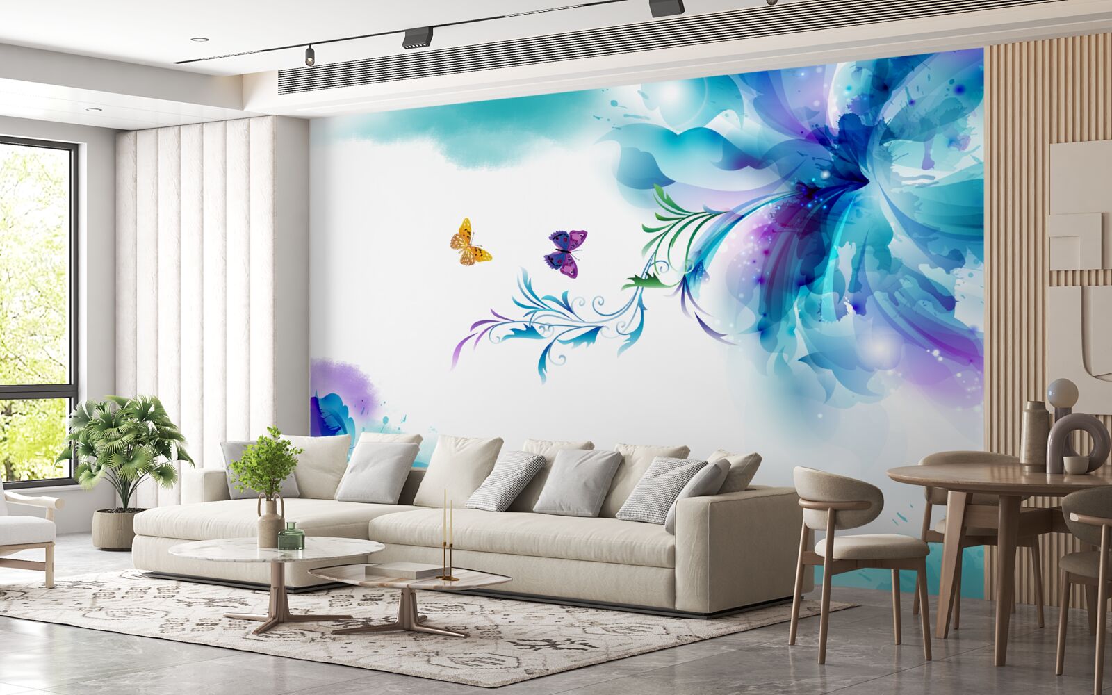 Фотошпалери метелики на тлі квітів