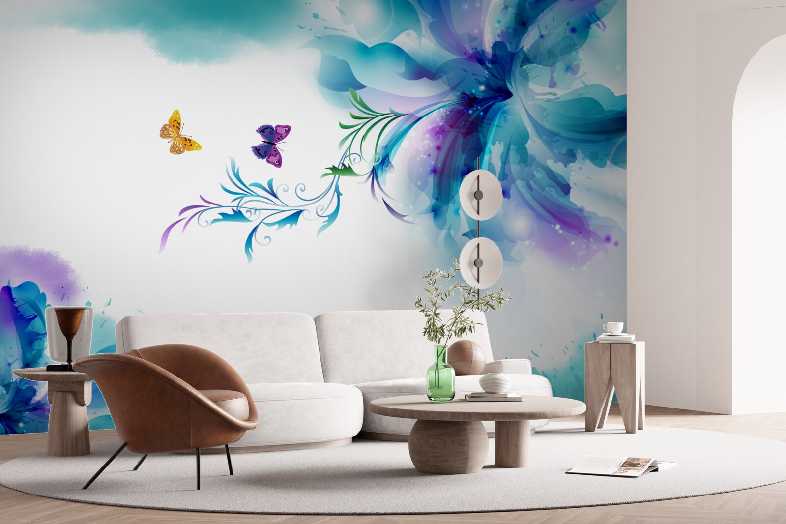 Фотошпалери метелики на тлі квітів