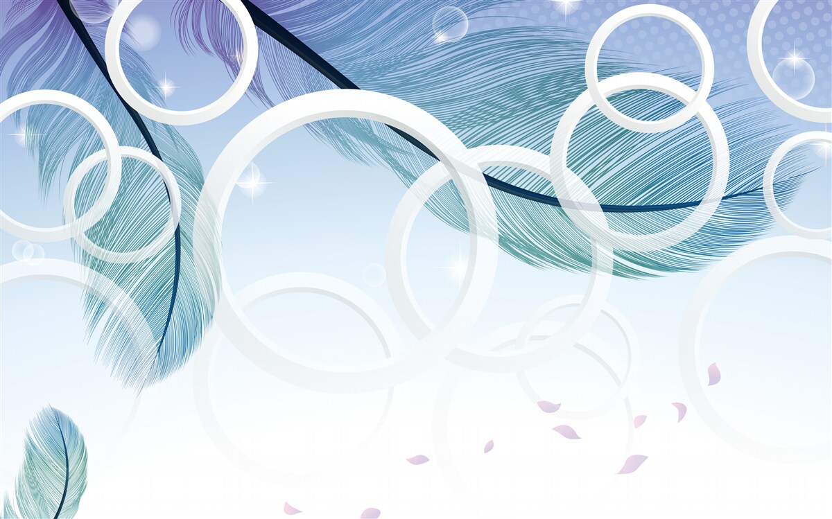 Фотошпалери великі білі колеса та пір'я