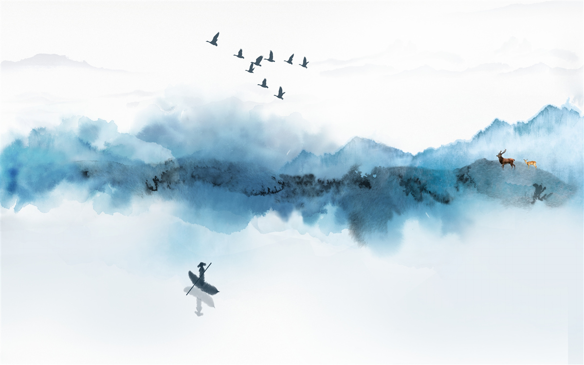 Фотошпалери рибалка, оповитий ранковим туманом