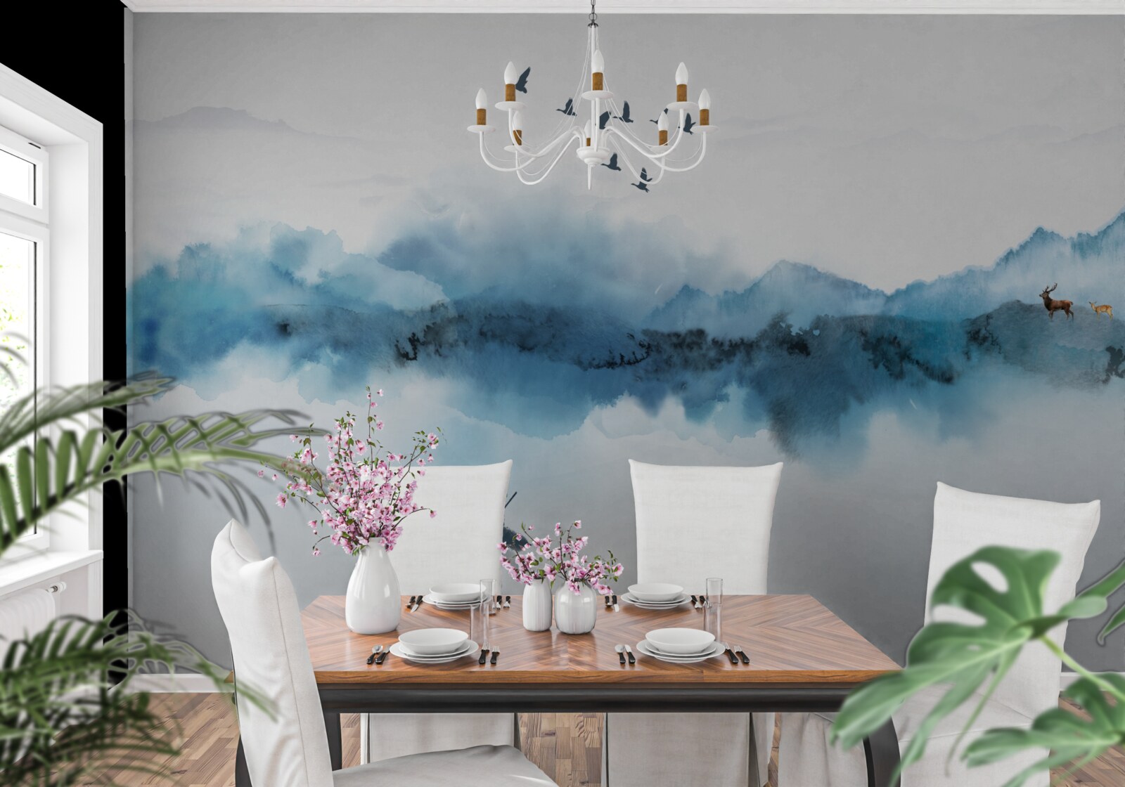 Фотошпалери рибалка, оповитий ранковим туманом