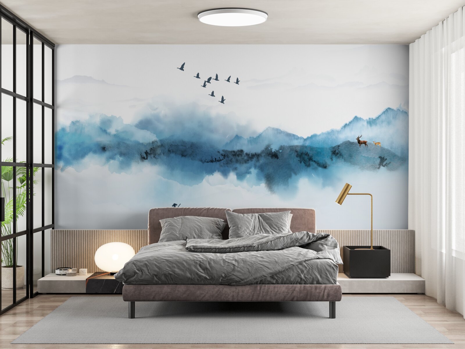 Фотошпалери рибалка, оповитий ранковим туманом