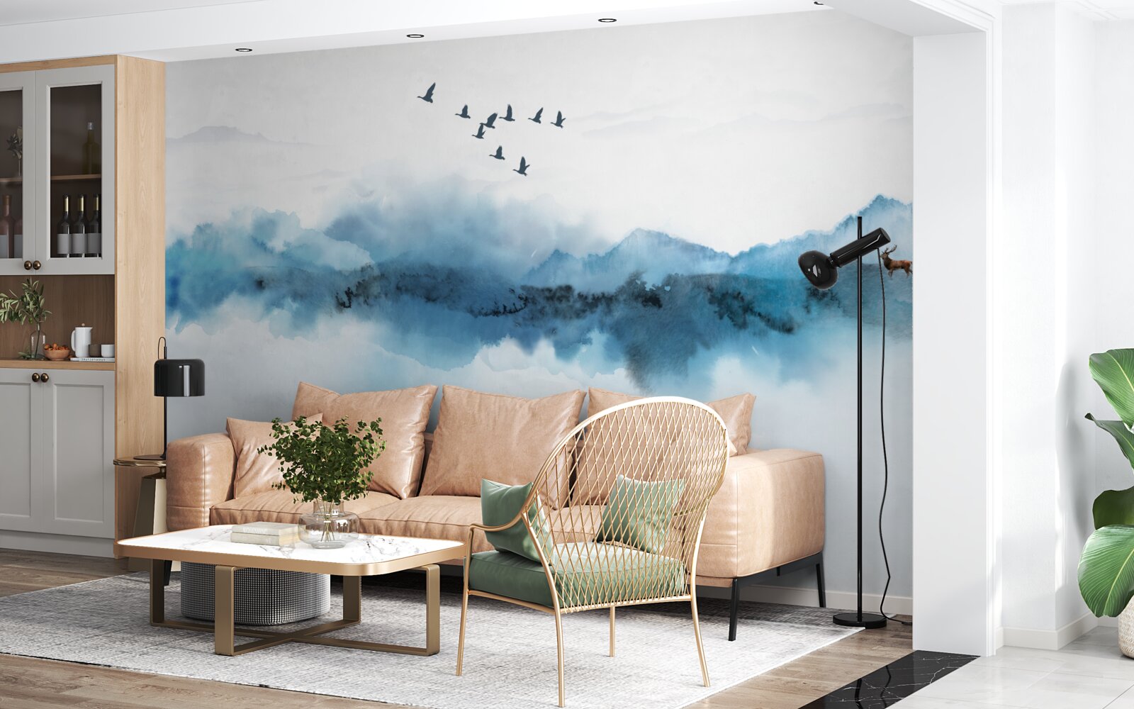 Фотошпалери рибалка, оповитий ранковим туманом