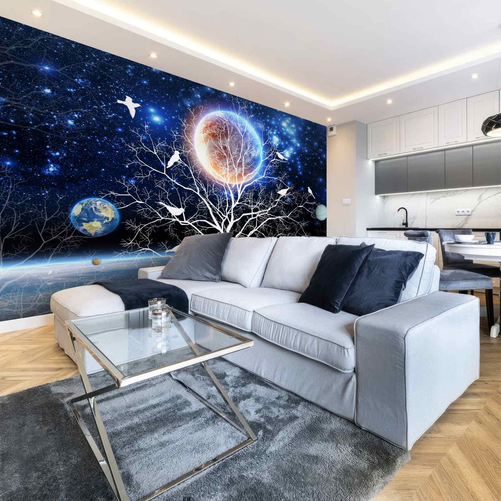 Фотошпалери дерево миру на тлі зоряного неба