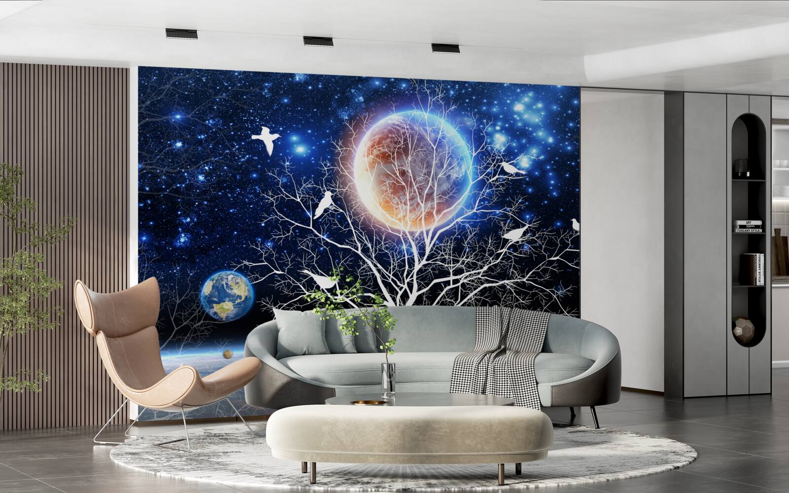 Фотошпалери дерево миру на тлі зоряного неба