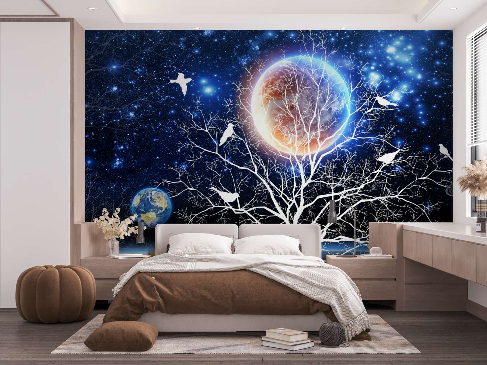 Фотошпалери дерево миру на тлі зоряного неба