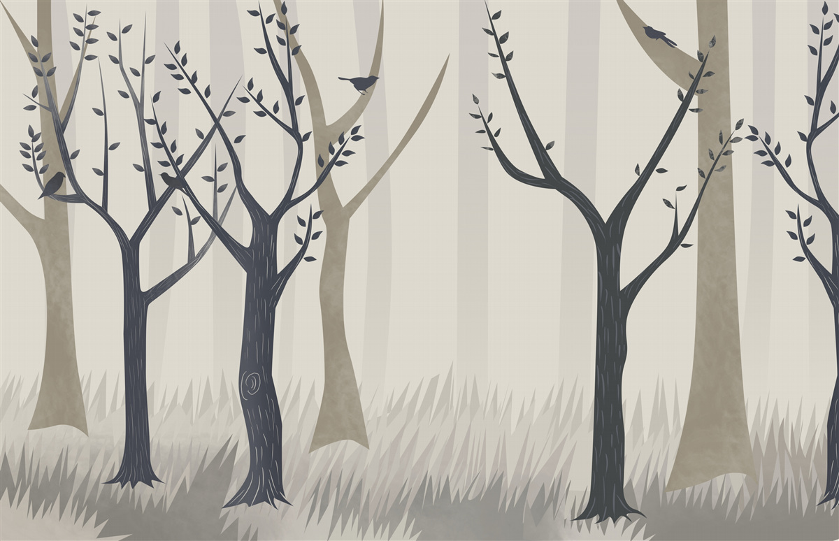 Фотошпалери туманний ліс в абстракції