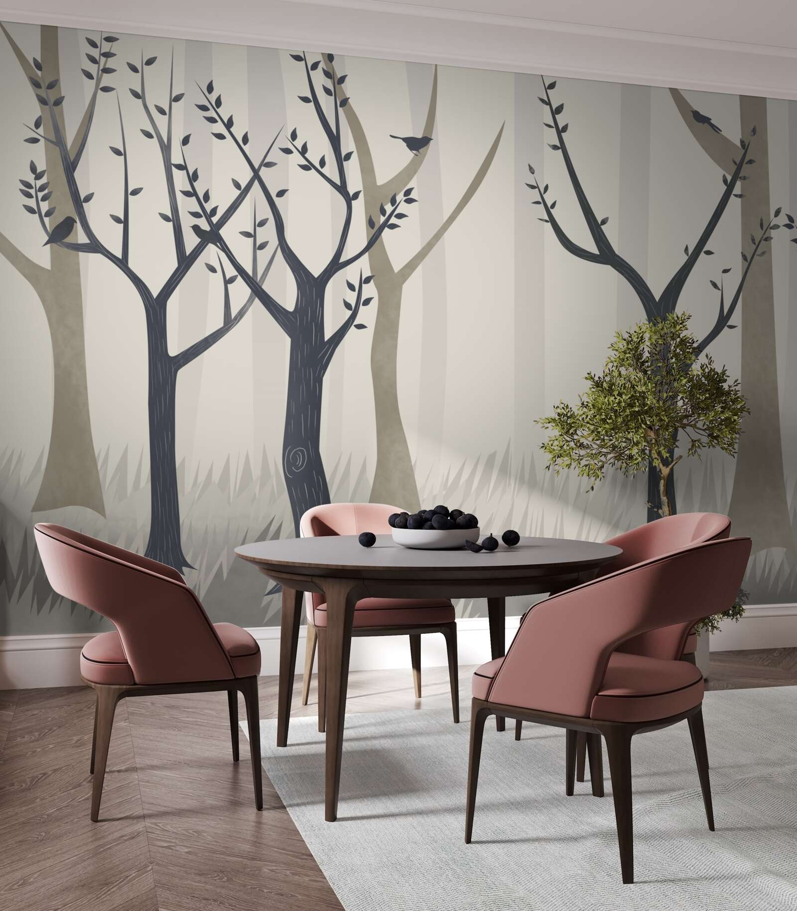 Фотошпалери туманний ліс в абстракції