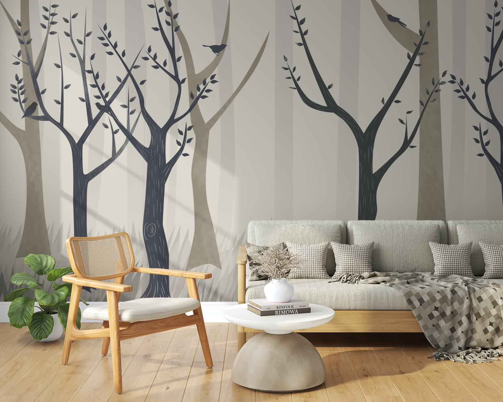 Фотошпалери туманний ліс в абстракції