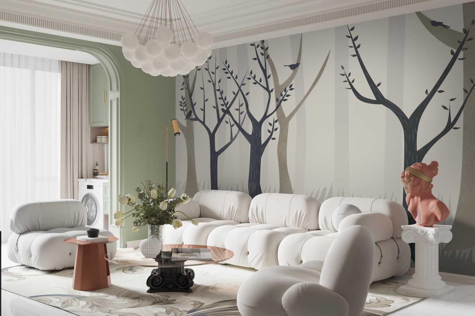 Фотошпалери туманний ліс в абстракції