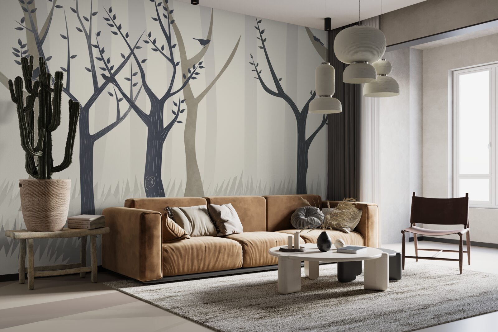 Фотошпалери туманний ліс в абстракції