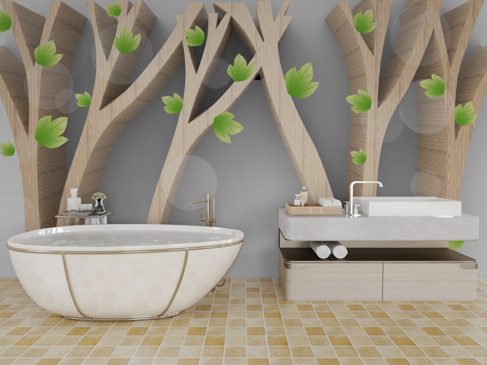 Фотошпалери абстрактний листяний ліс