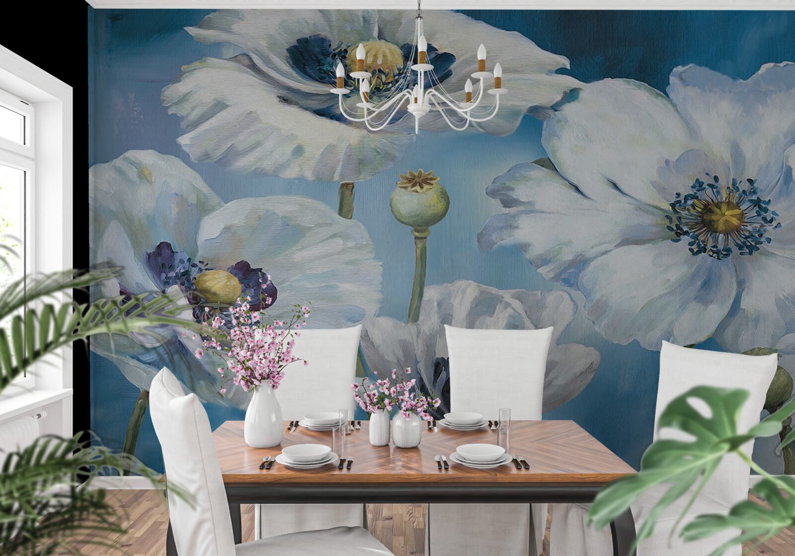 Фотошпалери величезні білі маки