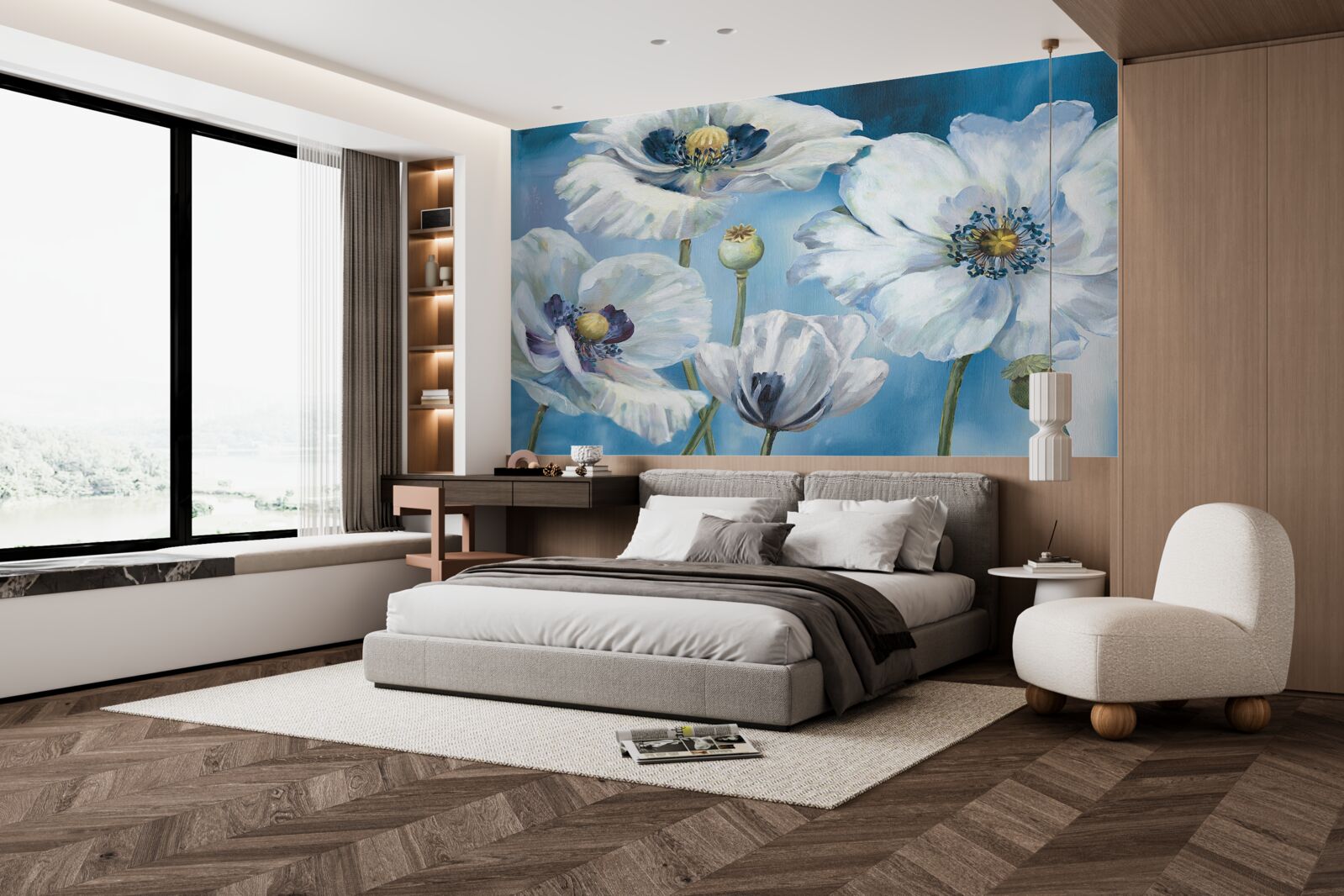 Фотошпалери величезні білі маки