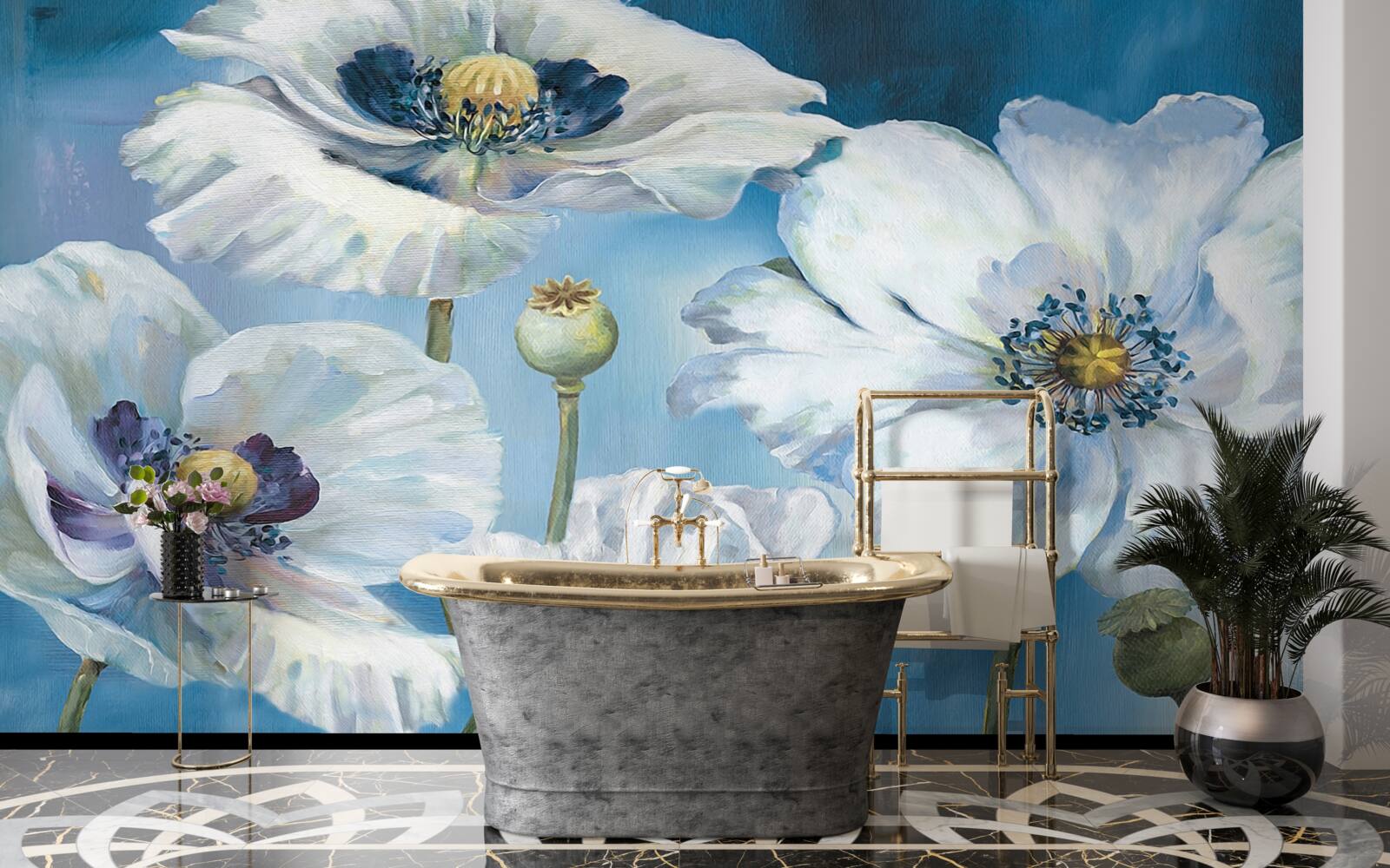 Фотошпалери величезні білі маки