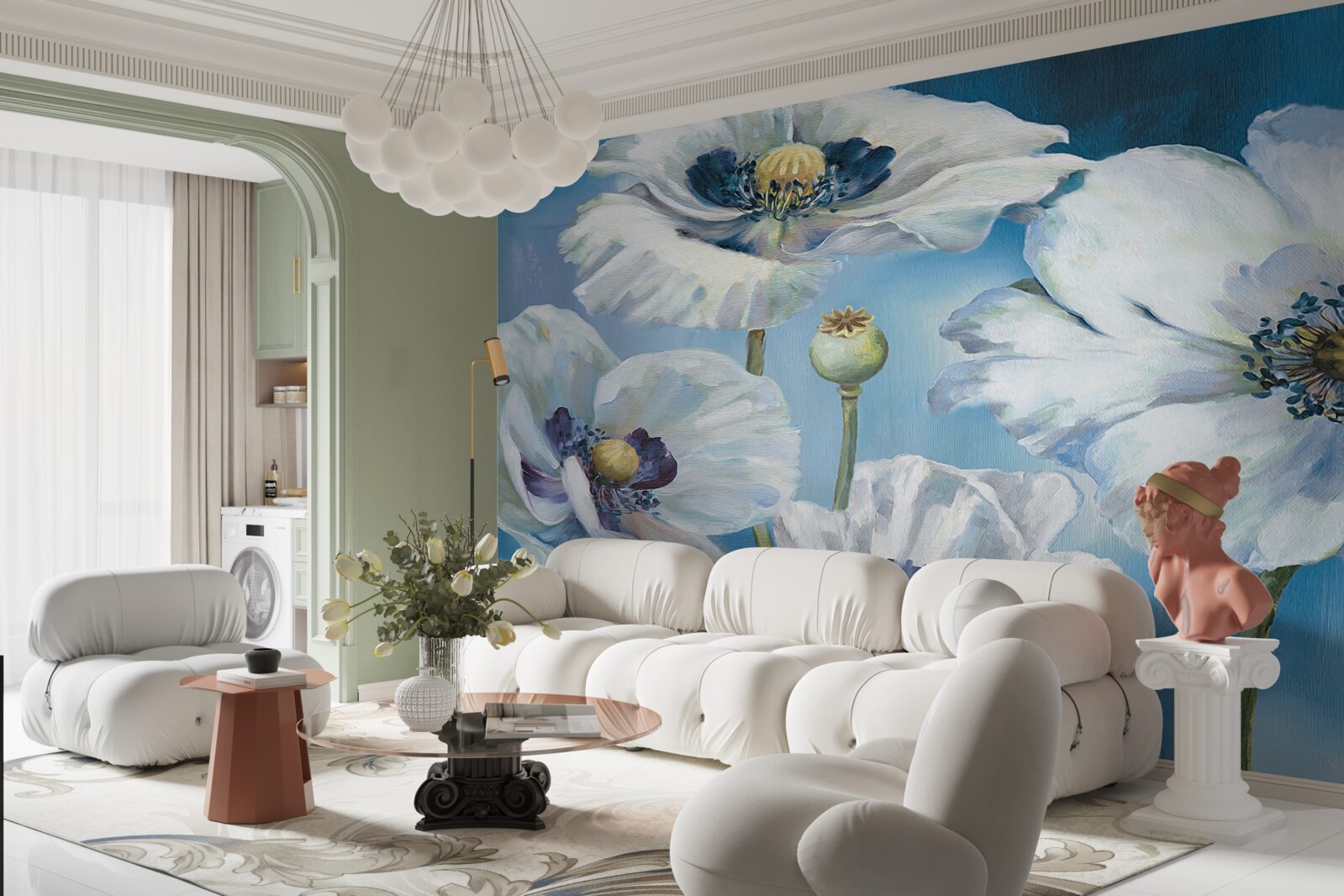 Фотошпалери величезні білі маки