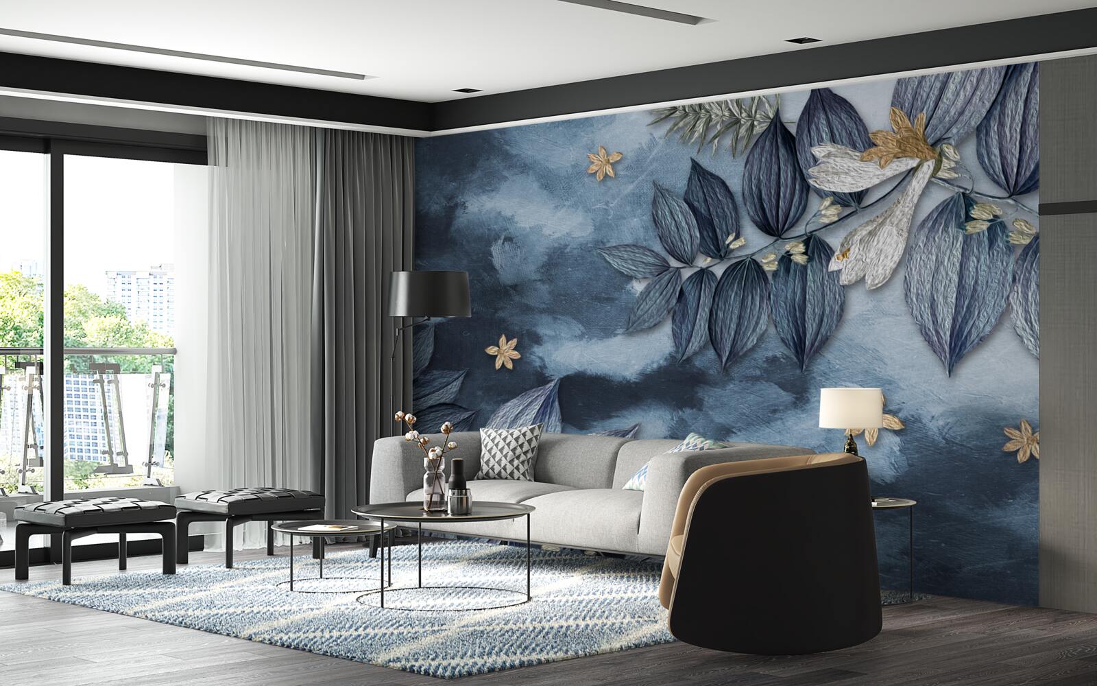 Фотошпалери ніч з хмарами в тропічному лісі