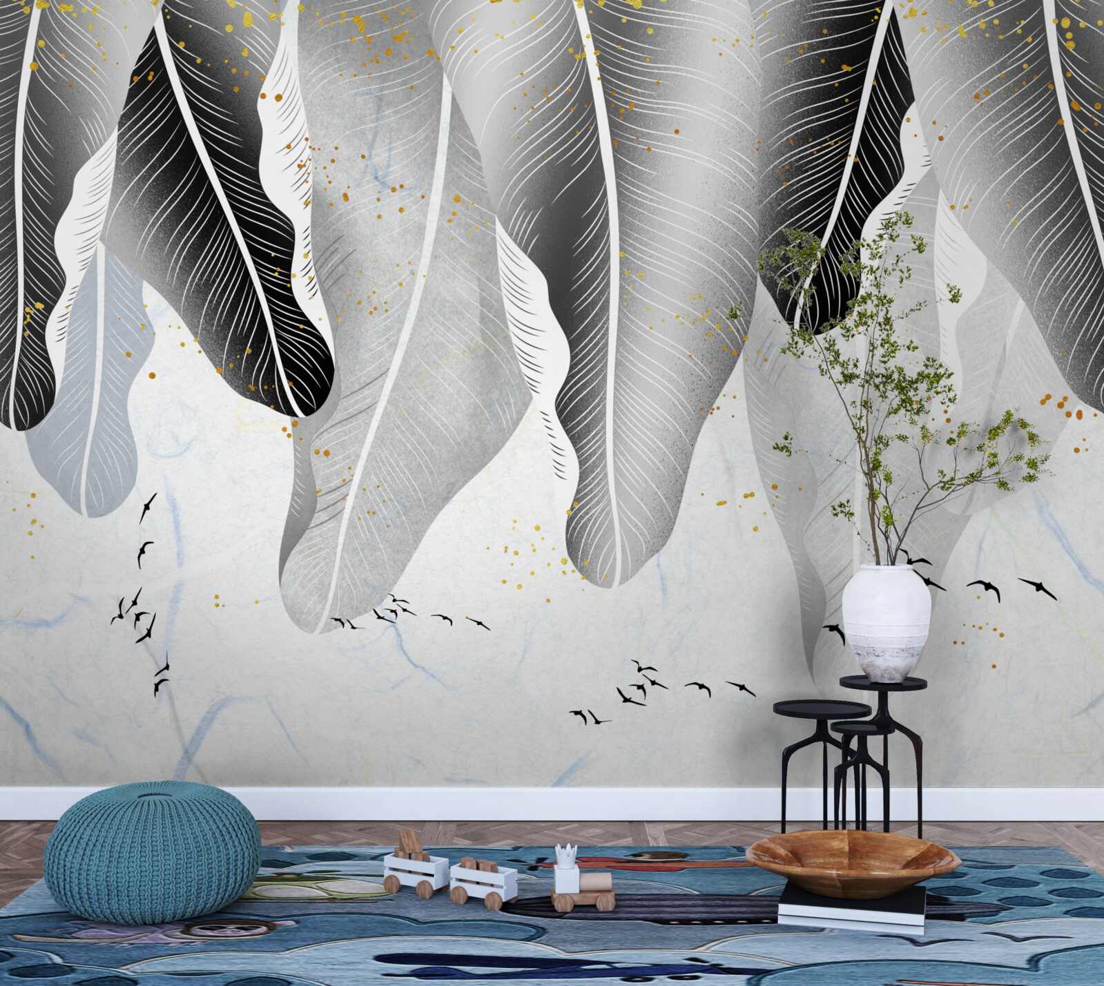 Фотошпалери схема з тропічними елементами