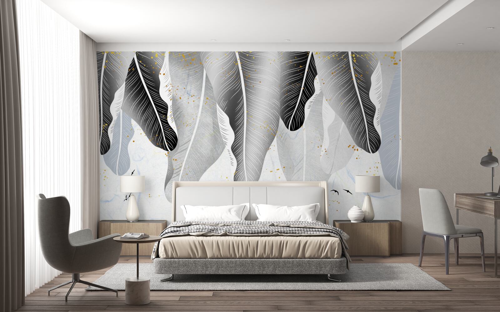 Фотошпалери схема з тропічними елементами