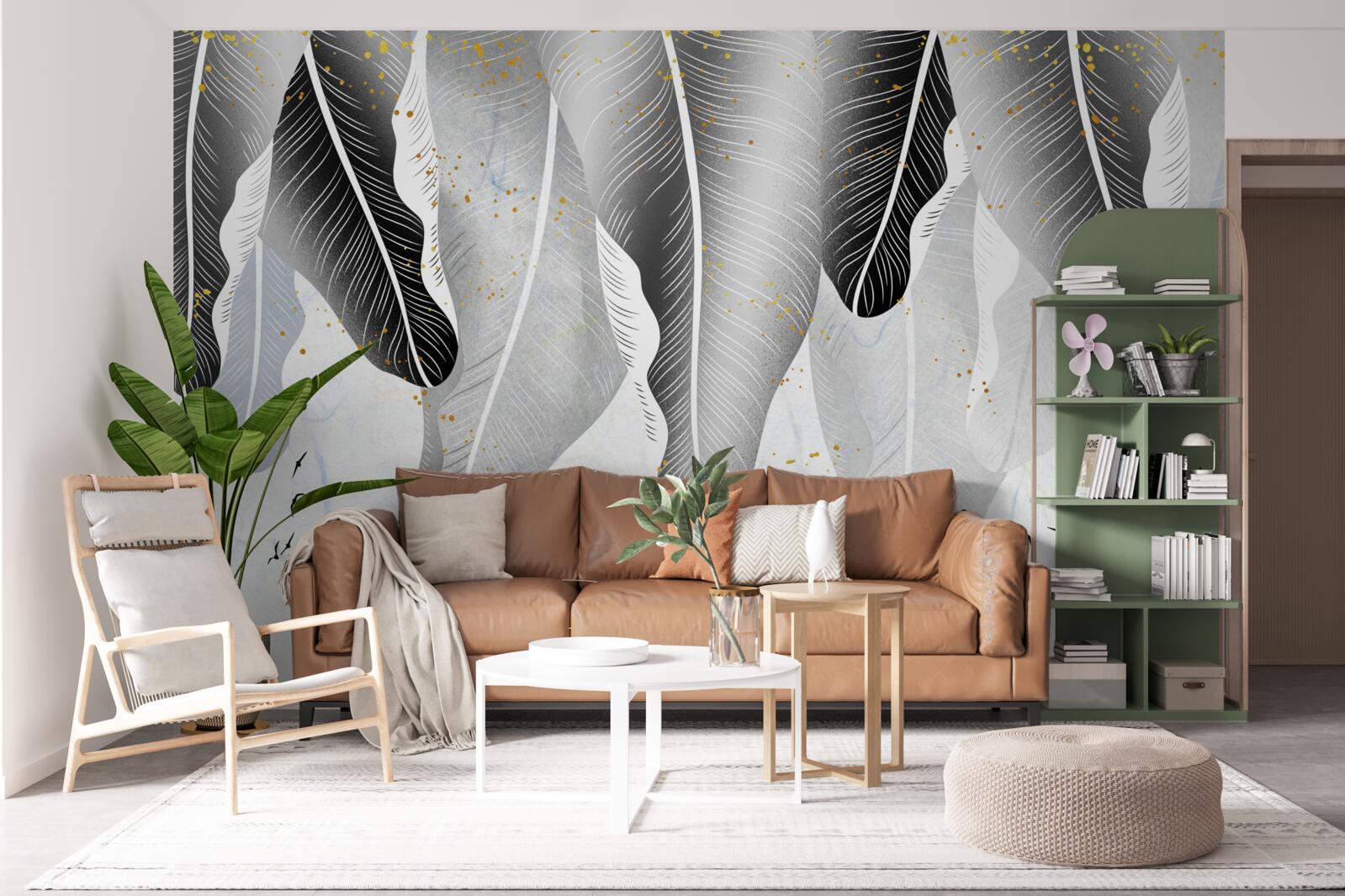 Фотошпалери схема з тропічними елементами