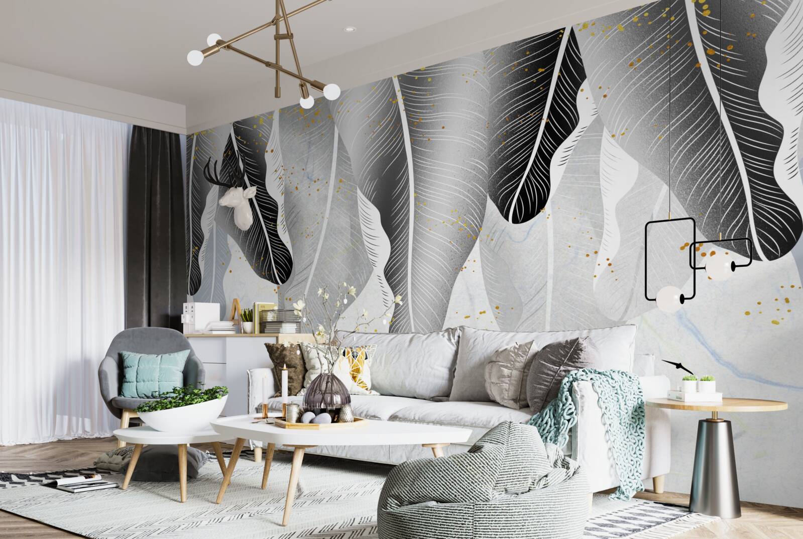 Фотошпалери схема з тропічними елементами